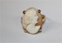 14k yellow gold Vintage Cameo Ring featuring prong