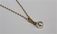 18k yellow gold Fancy Link Chain and Pearl &