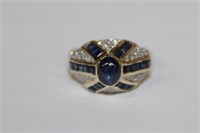 14k yellow gold Unique Sapphire & Diamond Ring