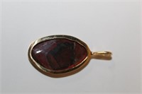 14k yellow gold Large Reddish color Gemstone