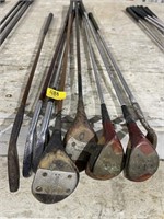 8pc VINTAGE PUTTER, IRONS, AND DRIVER'S