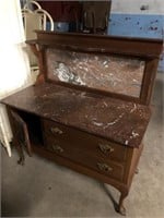 Antique wash stand with marble top and damage on d