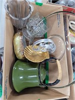 Box lot- glass tray, bowl, candy dish etc