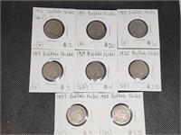 Lot of 8 Buffalo Nickels: 1913, 1914, 1918, 2-