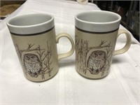 Lot of 2 vintage owl coffee mugs