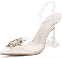 $171 Size:8 Women's Clear Heels Pointed