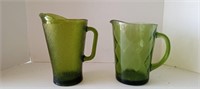 Green glass pitchers