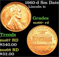 1960-d Sm Date Lincoln Cent 1c Grades GEM++ RD