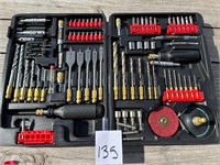 Nice case of drill, screwdriver, & other bits