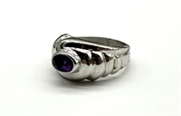 ‘Sterling’ Marked Ring with Purple Stone Size