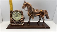 LANSHIRE ELECTRIC CLOCK W/ HORSE STATUE-WORKING