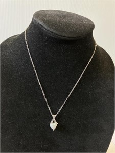 18" necklace w/ fire opal .925 pendant
