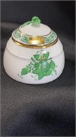 Herend Chinese Bouquet Green, Honey Pot with Rose,