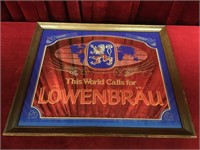 Large Lowenbrau Advertising Bar Mirror