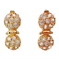 1 Carat White Diamante Dangle Earrings 14k Gold