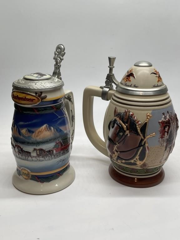 Budweiser and Anheuser Busch Beer Steins