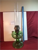 Green glass Aladdin lamp & chimney