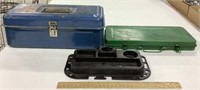 2 Metal tool boxes w/ plastic tool organizer