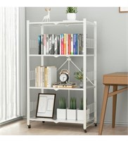Molyhom 4-Tier Metal Collapsible Shelf with Wheels