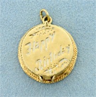 Mechanical "Happy Birthday" Cake Pendant in 14K Ye