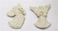2 Lenox Bisque Porcelain Angel Pins Brooches