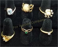 (6) Costume Jewelry Rings