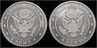(2) 1 OZ .999 SILVER US ARMY ROUNDS