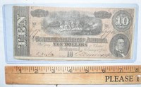 1864 TEN DOLLAR CONFEDERATE NOTE