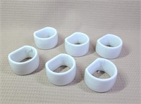 6 New White Ceramic Napkin Rings