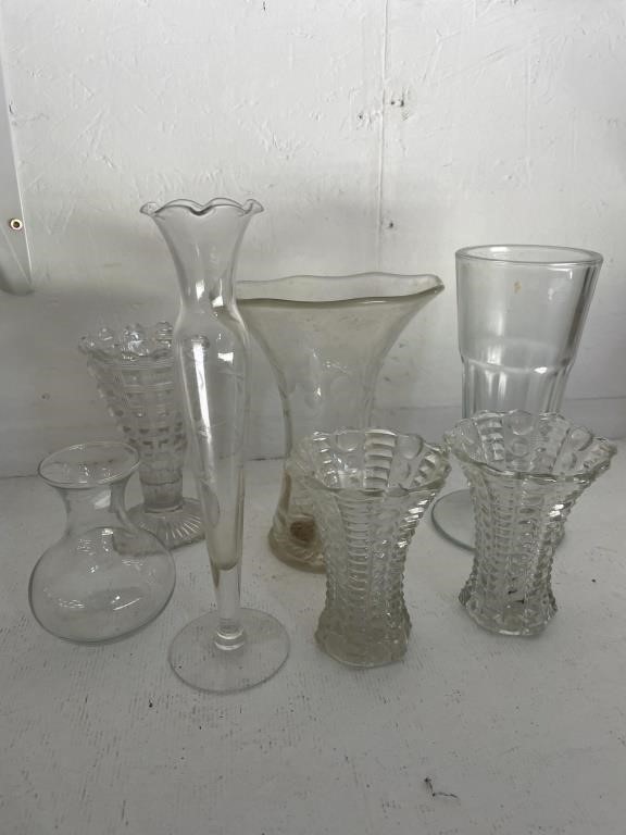 7pc Vintage Glass Vases