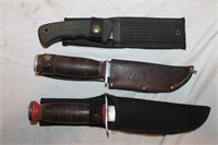 3 Trade Knives w/ Sheaths (See Desc)