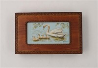 19C J&J CASH ROSEWOOD BOX WITH WOVEN SWANS INLAY