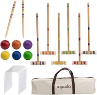 ropoda Six-Player Croquet Set with Wooden Mallets
