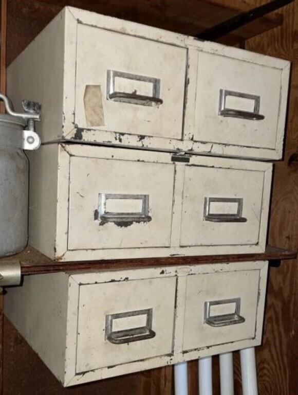 (3) 2 Drawer Cabinets with Miscellaneous