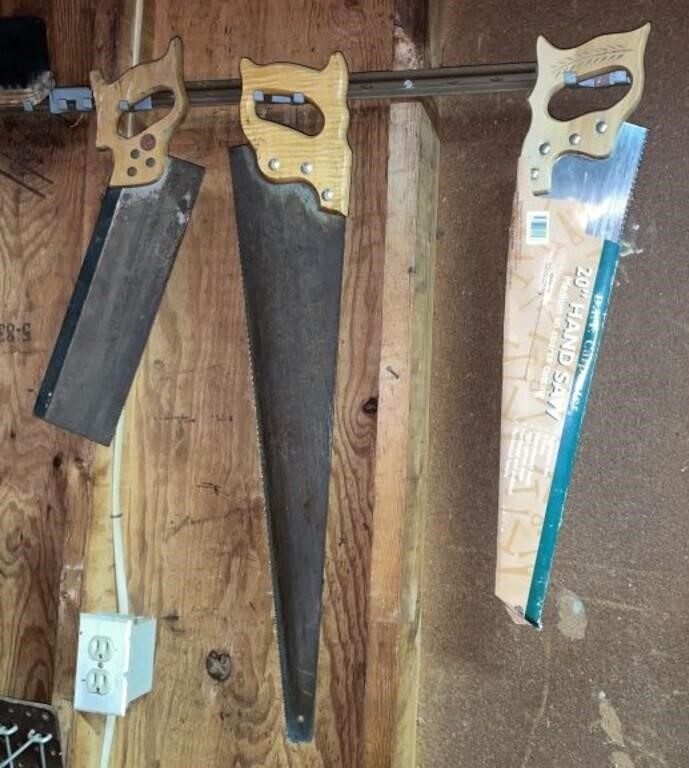 Lot of Three (3) Wood Handle Saws