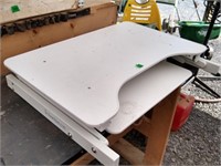 White desk riser pull out w/ gas springs