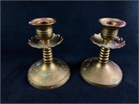 Pair of Vintage Brass Candleholders JB