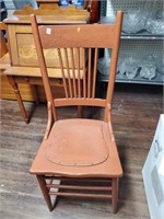 Leather Seat Antique Oak  Chair