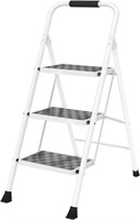 HBTower 3 Step Ladder, 330 lbs, White