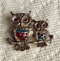 Bedazzled Owl Broach