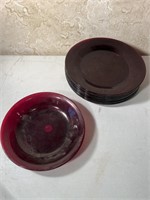 Ruby Red Plate Set 8 Plates, 2 Bowls