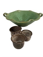 Royal Crown Pottery Bowl & Pottery Plant Pot