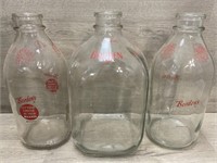 (3) Bordens Milk Bottles - (2) 1/2 Gallon & (1)