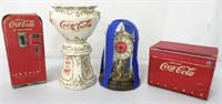 Lot of 4,Coca Cola Clock,Vase,Cardboard