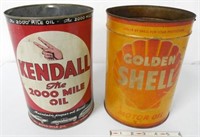 Lot of 2,Kendall,Shell Oil Tins,1 Gallon