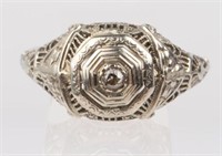 Antique 18K White Gold & Diamond Ring, Sgd SMCO.