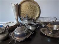 Lot of Metal Decor and Service Items