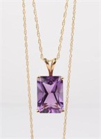 14K Yellow Gold & Large Amethyst Necklace.