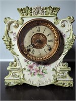 Ansonia Clock Co Porcelain Mantel Clock