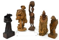 lot of 5 wooden figures